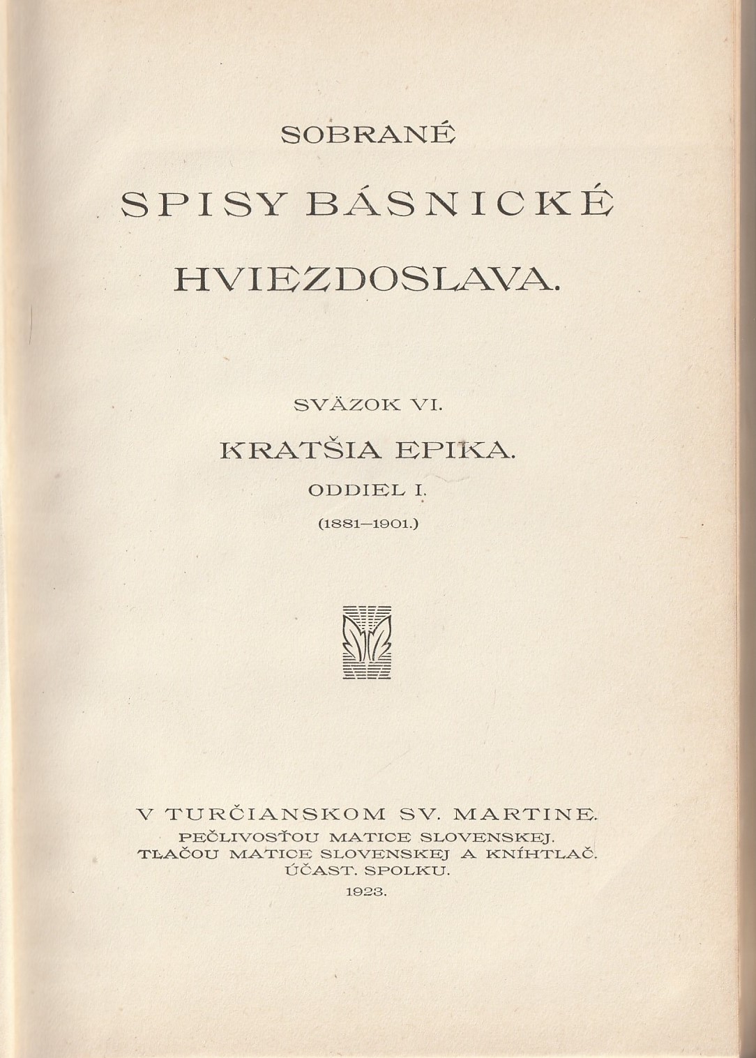 Hviezdoslav Pavol Országh - Sobrané spisy básnické Hviezdoslava VI.