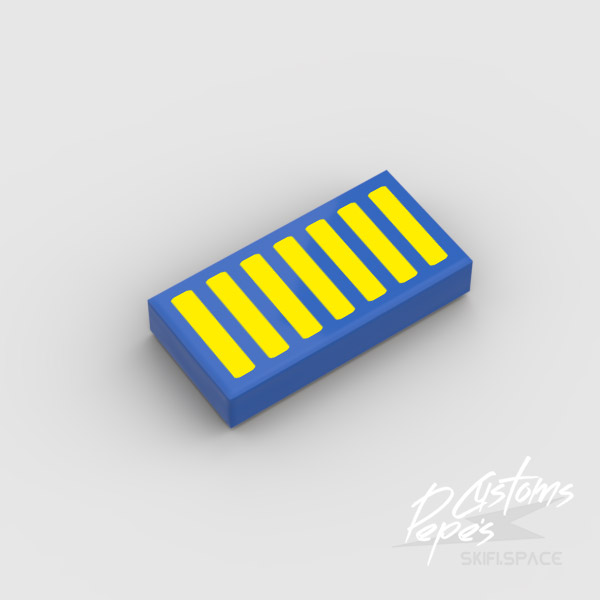 1x2 TILE - RADIATOR GRILLE yellow on blue