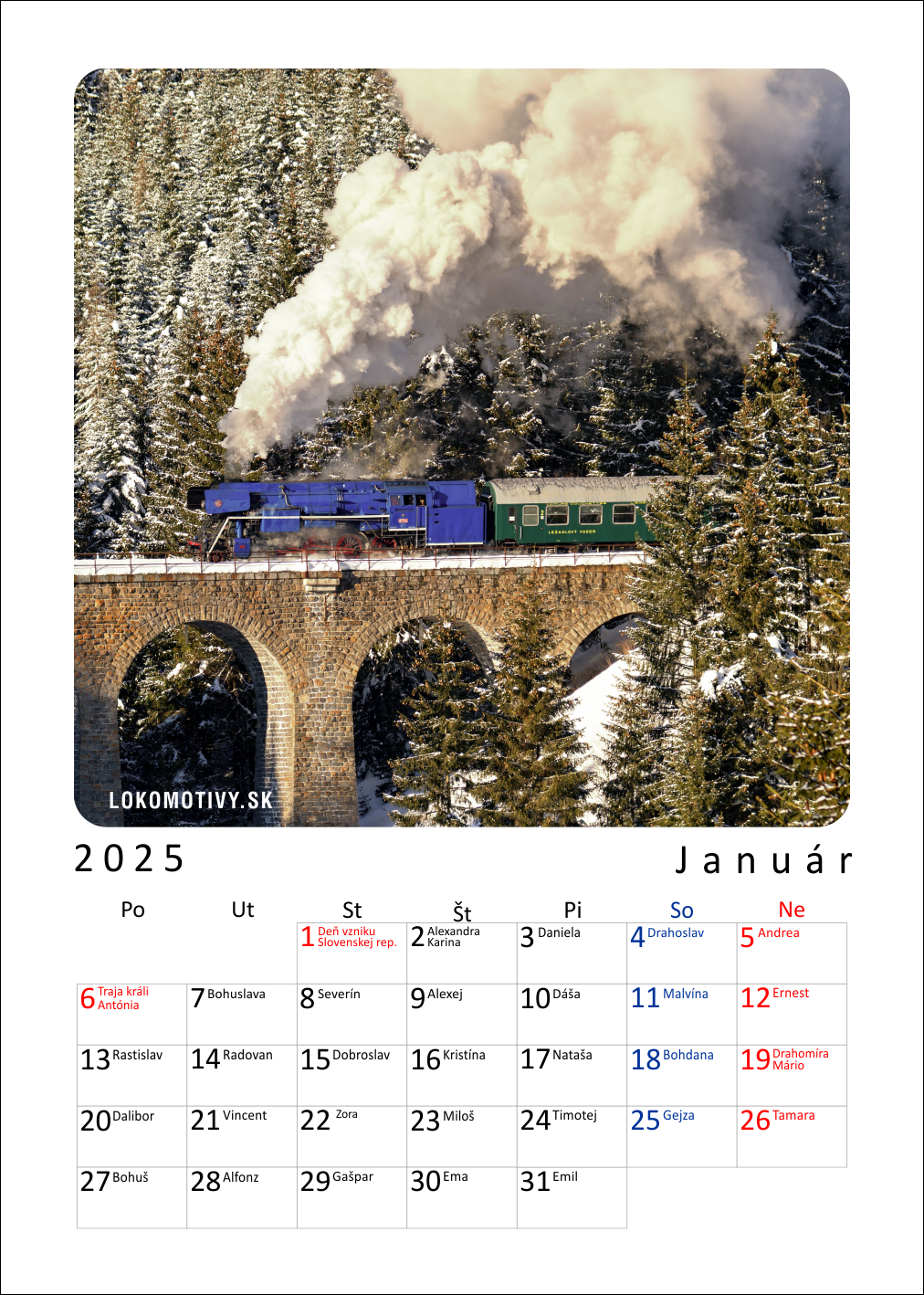 Železničný kalendár 2025 s parnými a historickými vlakmi