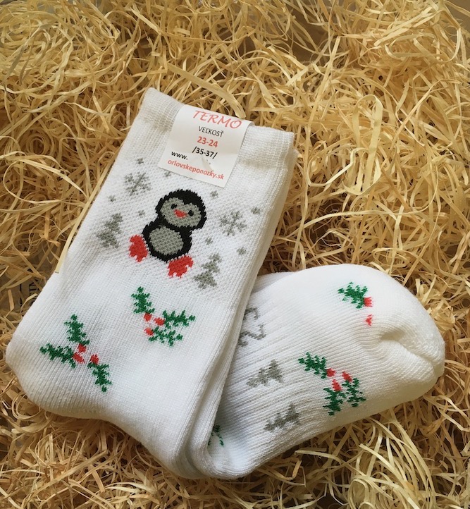 Termo ponožky vianočný motív - biele