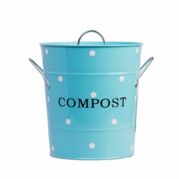 Modrý kompostér s bielymi bodkami