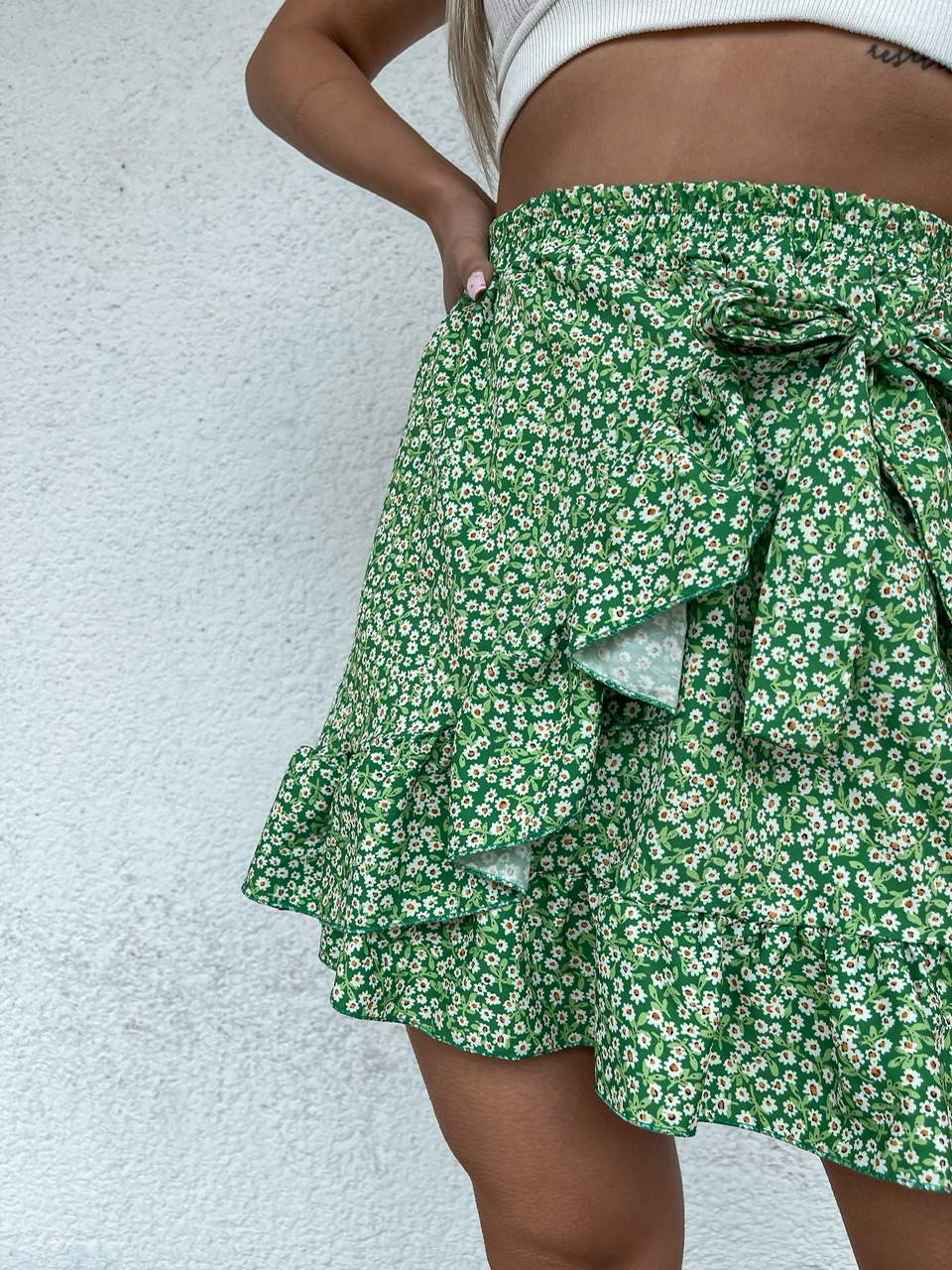 Zelená kvetinková sukňa BELLIN