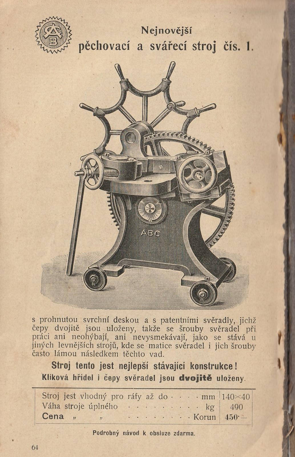 Továrna na stroje a slévárna železa a kovů A.Císař - Dolní Beřkovice /1913 katalog/