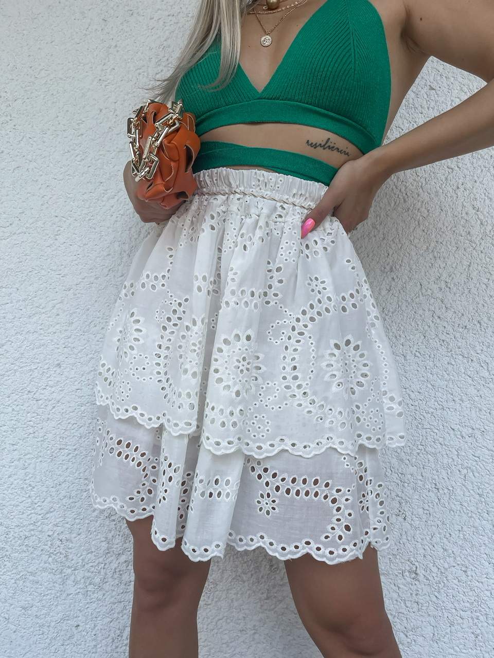 Biela madeirová sukňa LIGUNIA